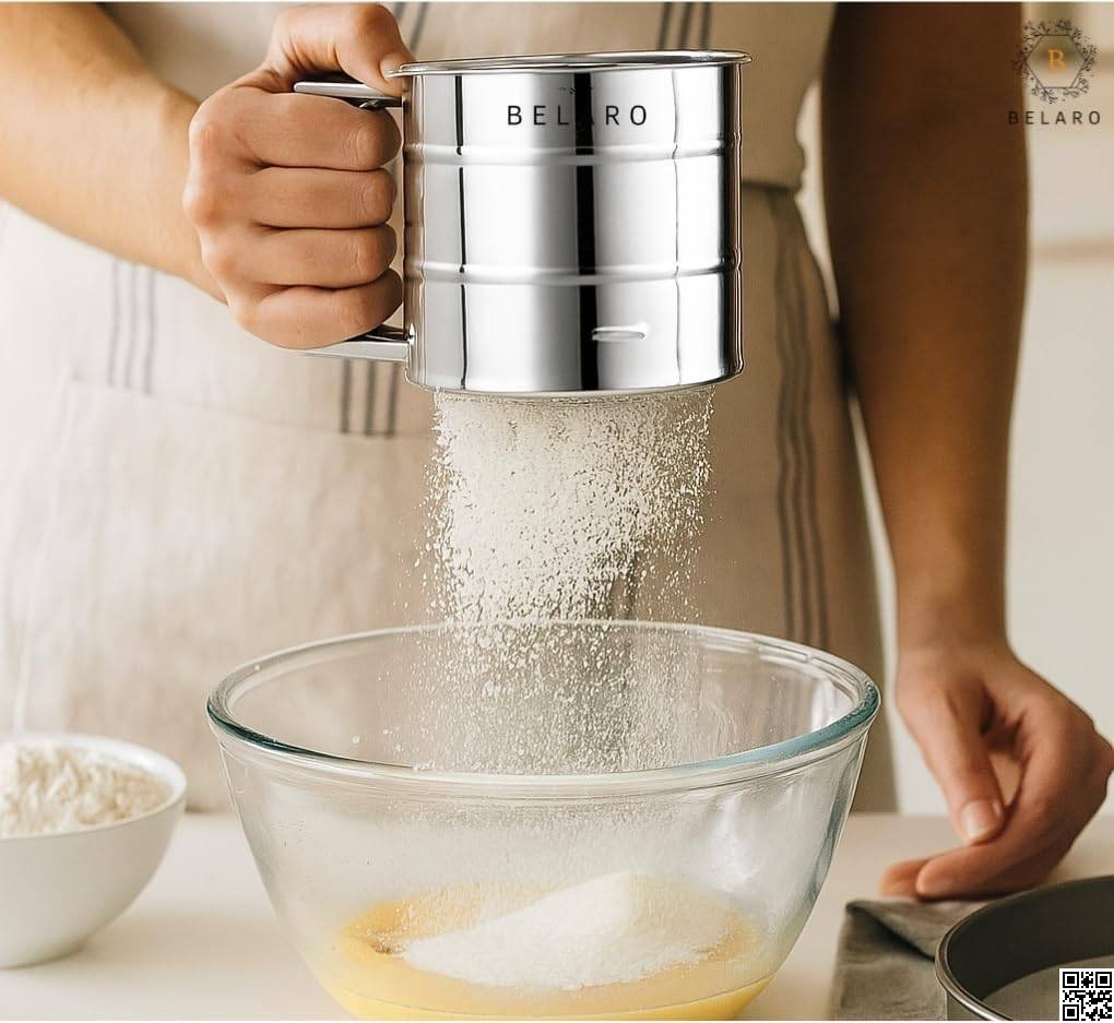 Stainless Steel Flour Sifter – Double Layer Fine Mesh Baking Sieve, ময়দা ছাকনি thumbnail 3