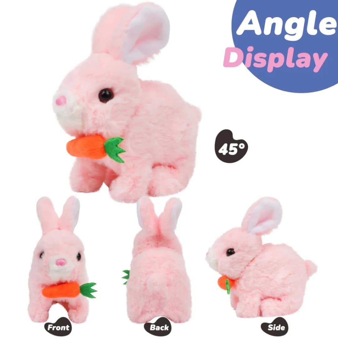 Bunny Carrot Plush Toy Electric with Lighting Sound, Battery Operated Hopping Robotic Rabbit Toys for Kids, Fun Wiggle Ears Pochy thumbnail 5