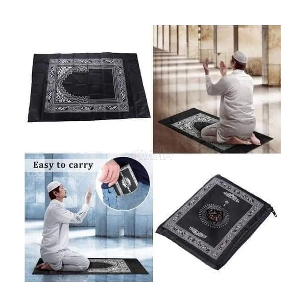 Pocket Prayer Mat with Qibla Direction Compass, Pocket Jaynamaz thumbnail 3