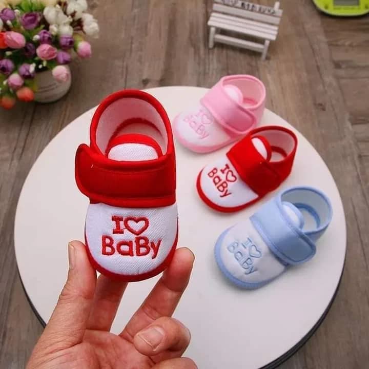 Newborn Baby Cotton Soft Shoes 0-12 Months – I Love Baby Soft Sole Infant Shoes for Newborn Boys & Girls thumbnail 5