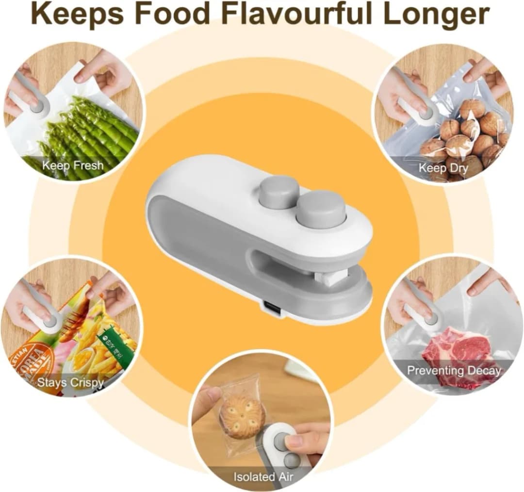 Mini Bag Sealer, Rechargeable Heat Sealer, 2 in 1 Chip Bag Sealer & Cutter, Mini Bag Sealer Machine, Portable Handheld Food Sealer for Plastic Bags thumbnail 7