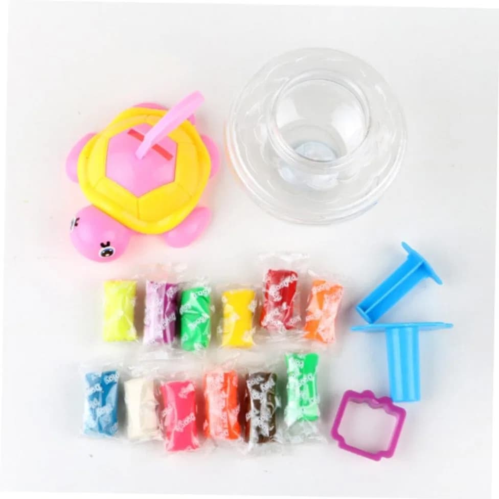 Amazing Dough Clay Tortoise Jar For Kids, 10 Pcs Clay With 4 Tools thumbnail 4