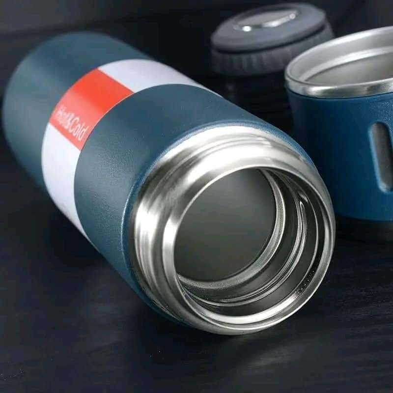 Vacuum Flask Set 500ml with 3 Cups | Stainless Steel Coffee Tea Travel Mug Gift Set thumbnail 6
