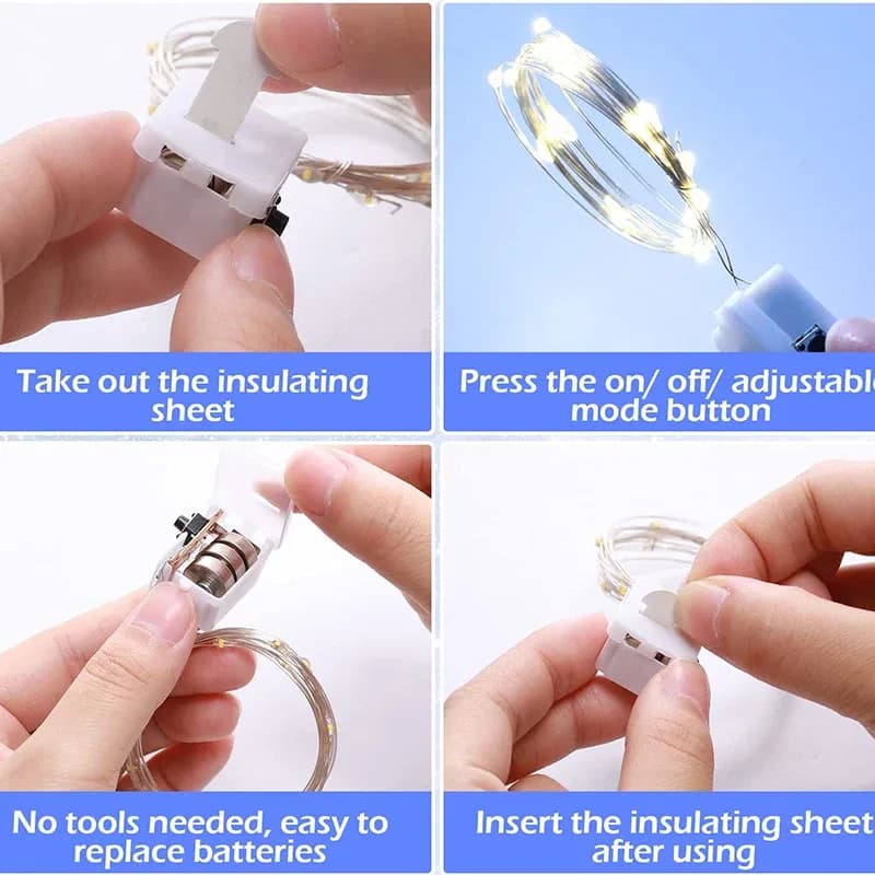 LED String Fairy Lights 3 Mode Battery Powered Garland Light For Home Bedroom Garden Birthday Wedding Party Easter Decoration thumbnail 3