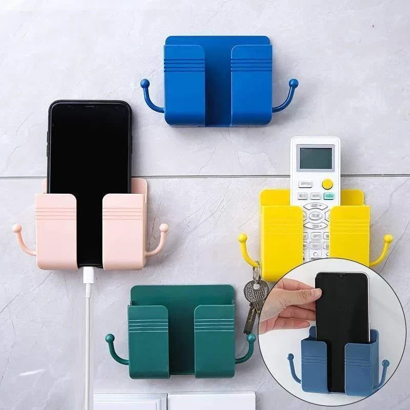 Wall Mount Phone Holder (Square), Wall Mount Phone Plug Holder Storage Box Charging Cell Phone Stand Brackets For Bedroom Bathroom Study thumbnail 6