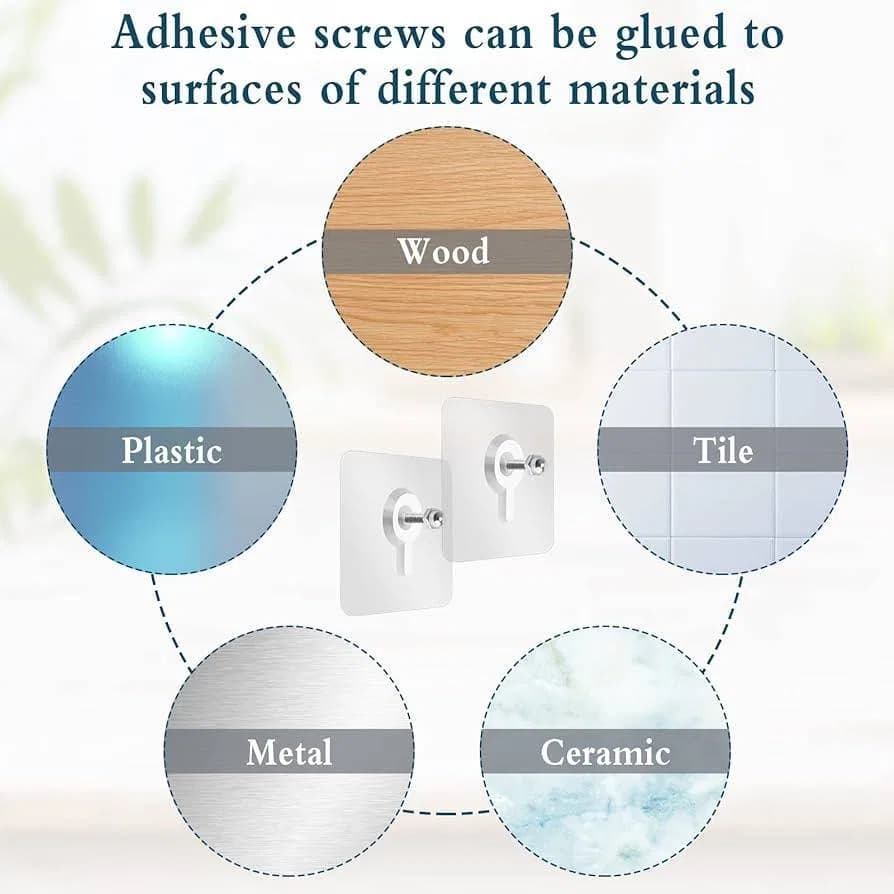 10pcs Self Adhesive Nut Screw Wall Hook, Adhesive Wall Screw Hook Hanger thumbnail 4