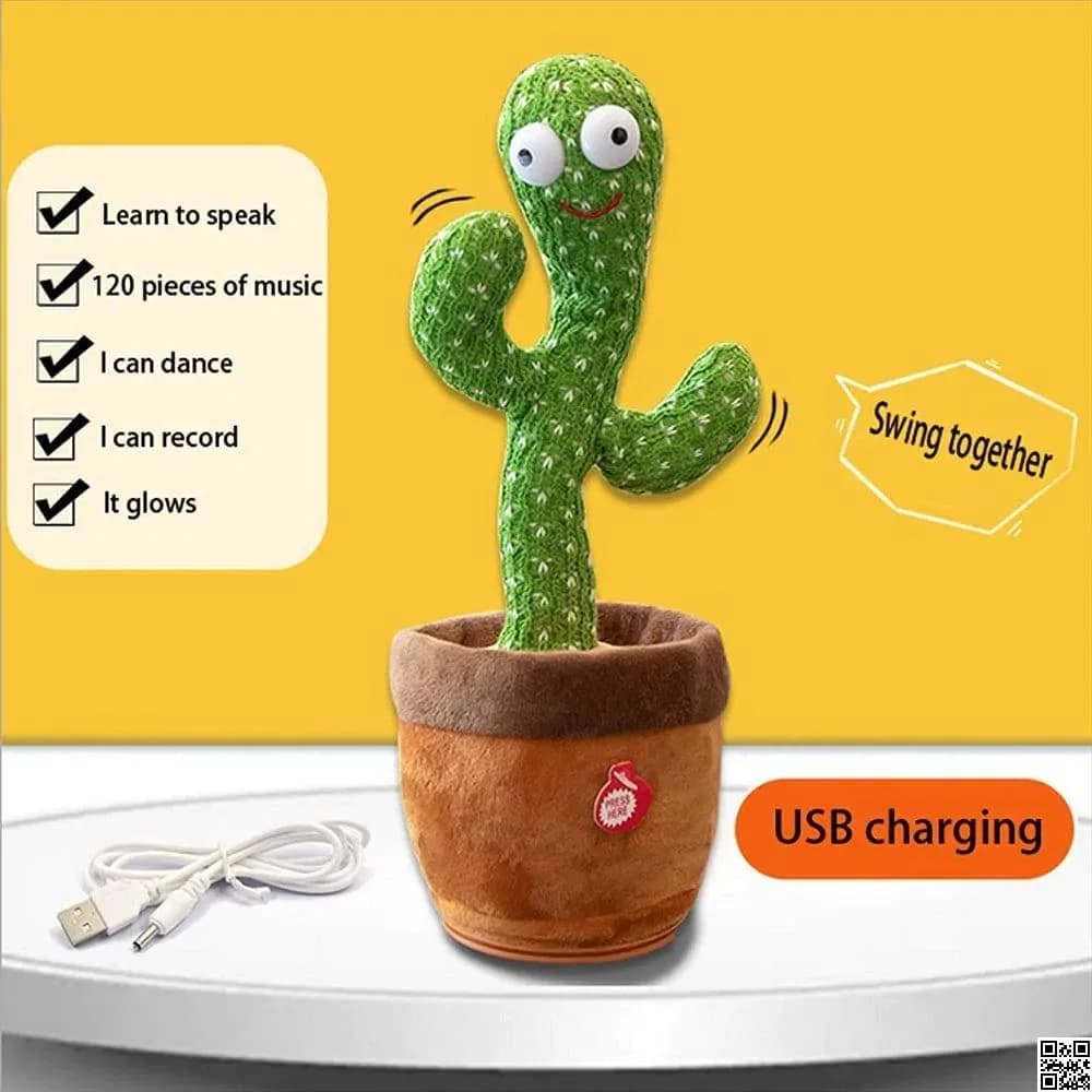Rechargeable Dancing Cactus Toy Song Singing, Talking, Record & Repeating What You say Electric Cactus thumbnail 4
