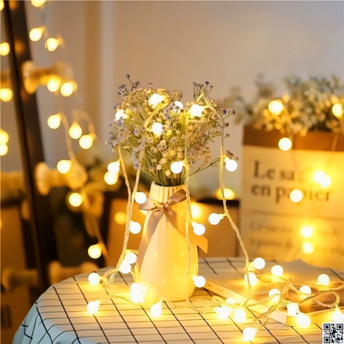 20 LED Ball Shape Fairy Lights | Warm White Snow Ball Waterproof Decorative Light (12ft)
