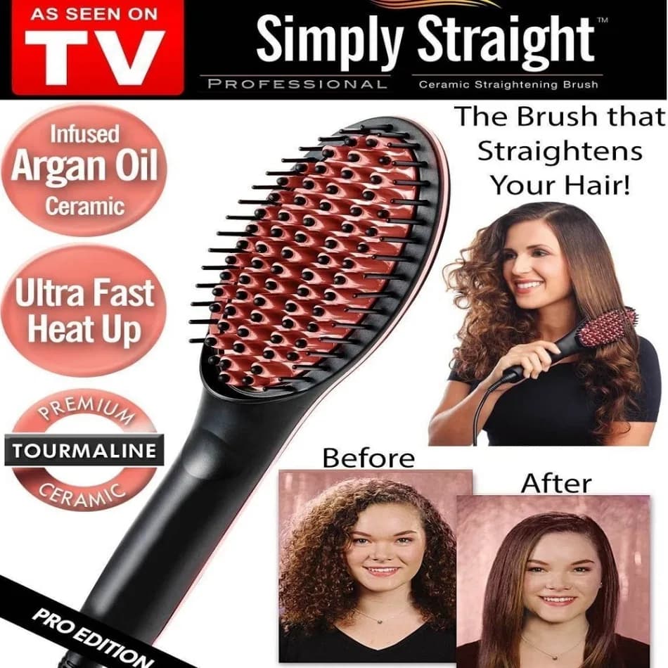 Simply Straight Ceramic Heat Hair Straightening Brush With Digital Control, Ceramic Heat Hair Straight Brush with Digital Control thumbnail 2