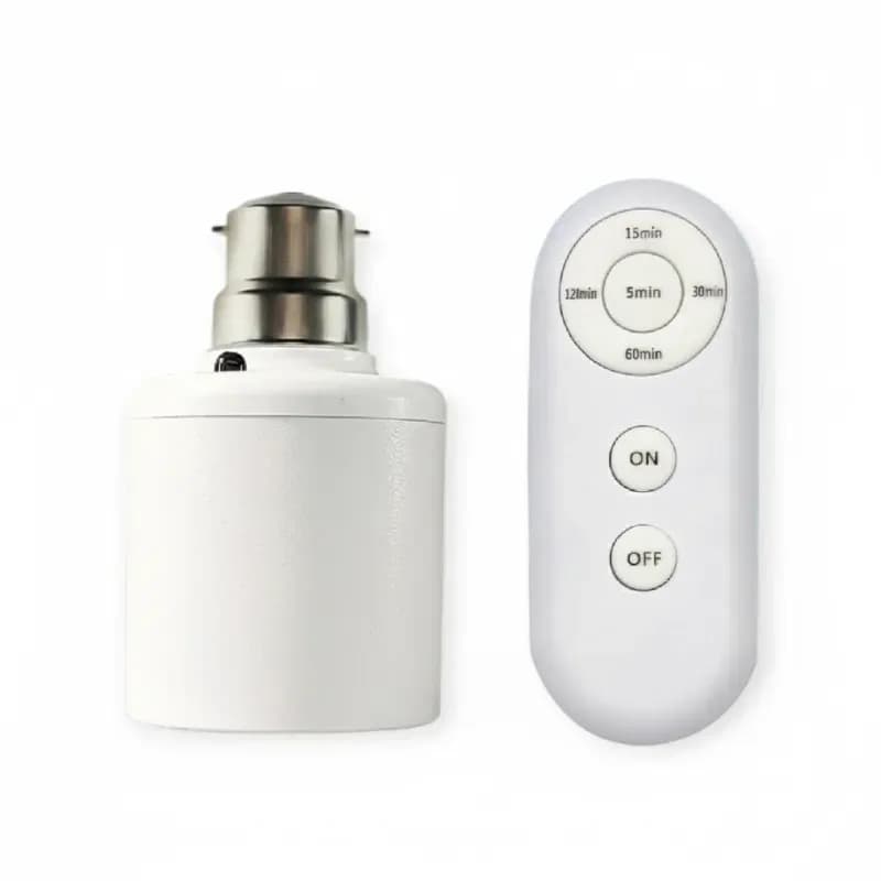 Led light Remote bulb holder B22 to E27, Smart Lamp Holder with Wireless Remote & Timer thumbnail 2