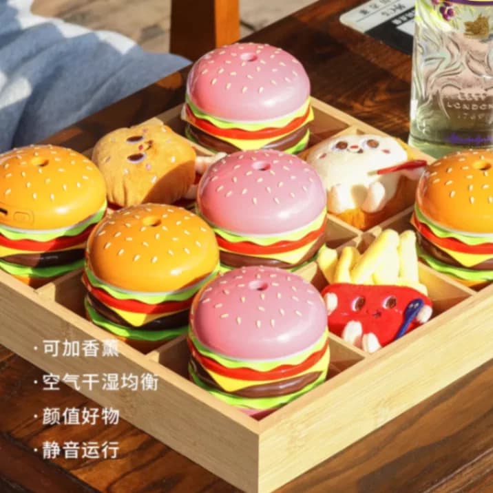 Burger Style Humidifier, Air Humidifier with Colorful Light Mini USB Purifier Aroma Oil Diffuser for Car Home Office Bedroom thumbnail 6