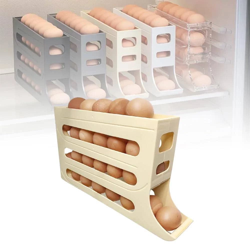 4 Layer Automatic Rolling Egg Dispenser – Refrigerator Space Saving Egg Storage Tray thumbnail 4