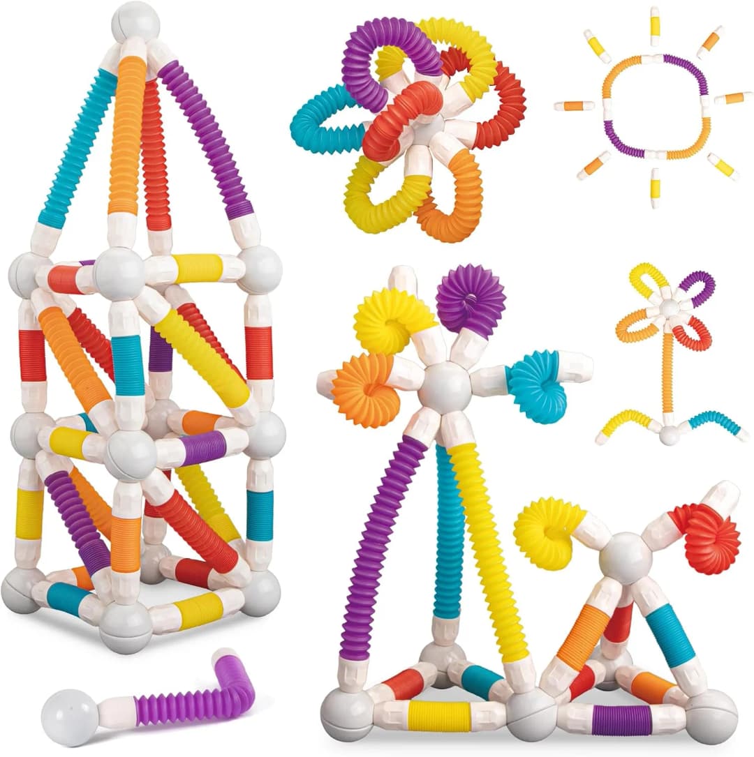 40Pcs Flexible Magnetic Tube Block Toys, Retractable Magnetic Sticks Building Toy Set-Flexible Magnetic Rods & Balls, Educational Building Blocks thumbnail 5