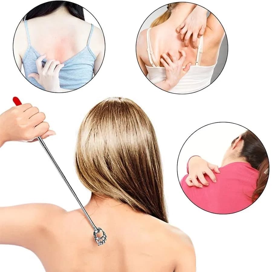 Telescoping Metal Back Scratcher with Soft Handle, Metal Back Scratchers/Hand Massager/backslap with Rubber Handles