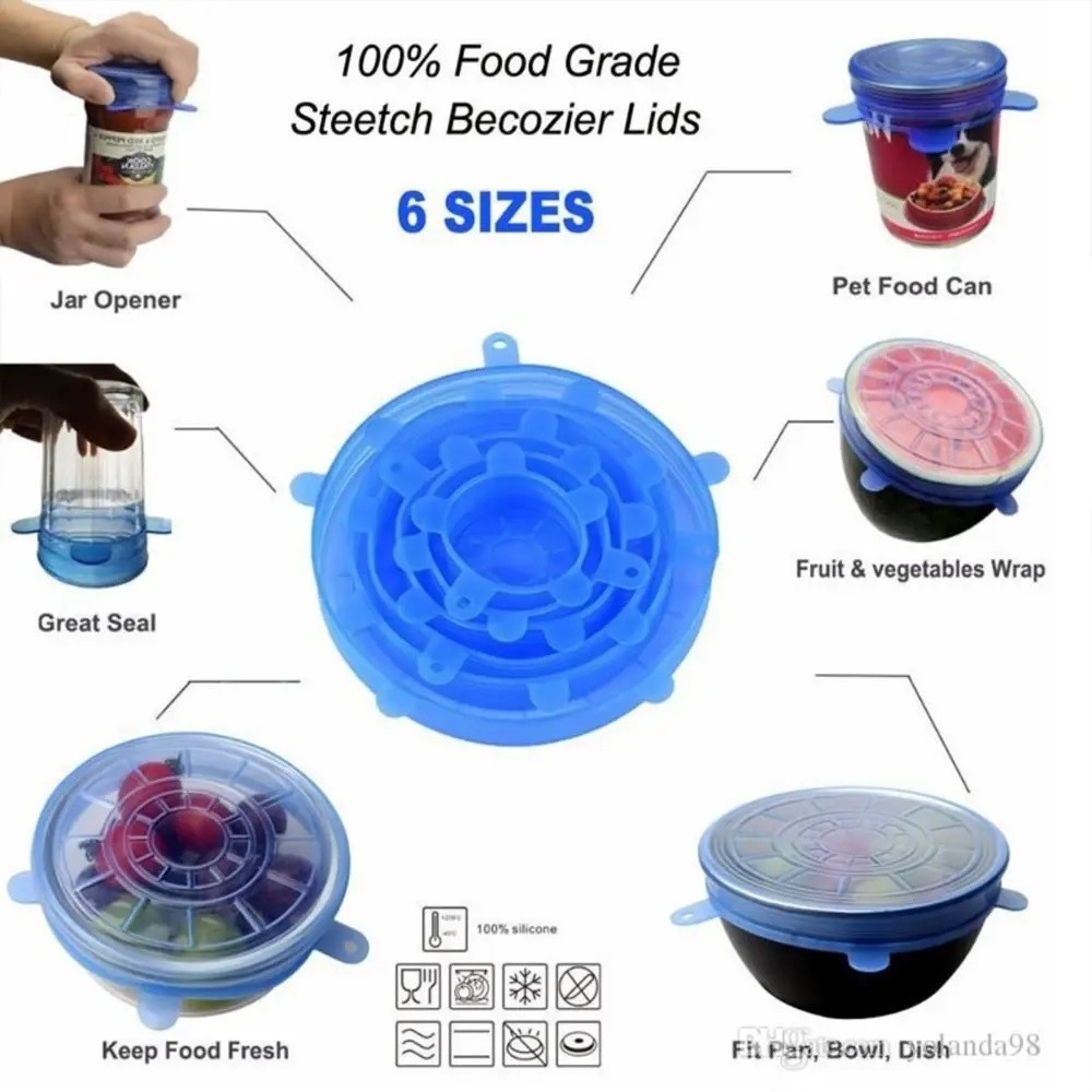 Silicone Stretch Food Cover Set (Big) – Reusable Elastic Lid Covers (6pcs) thumbnail 5