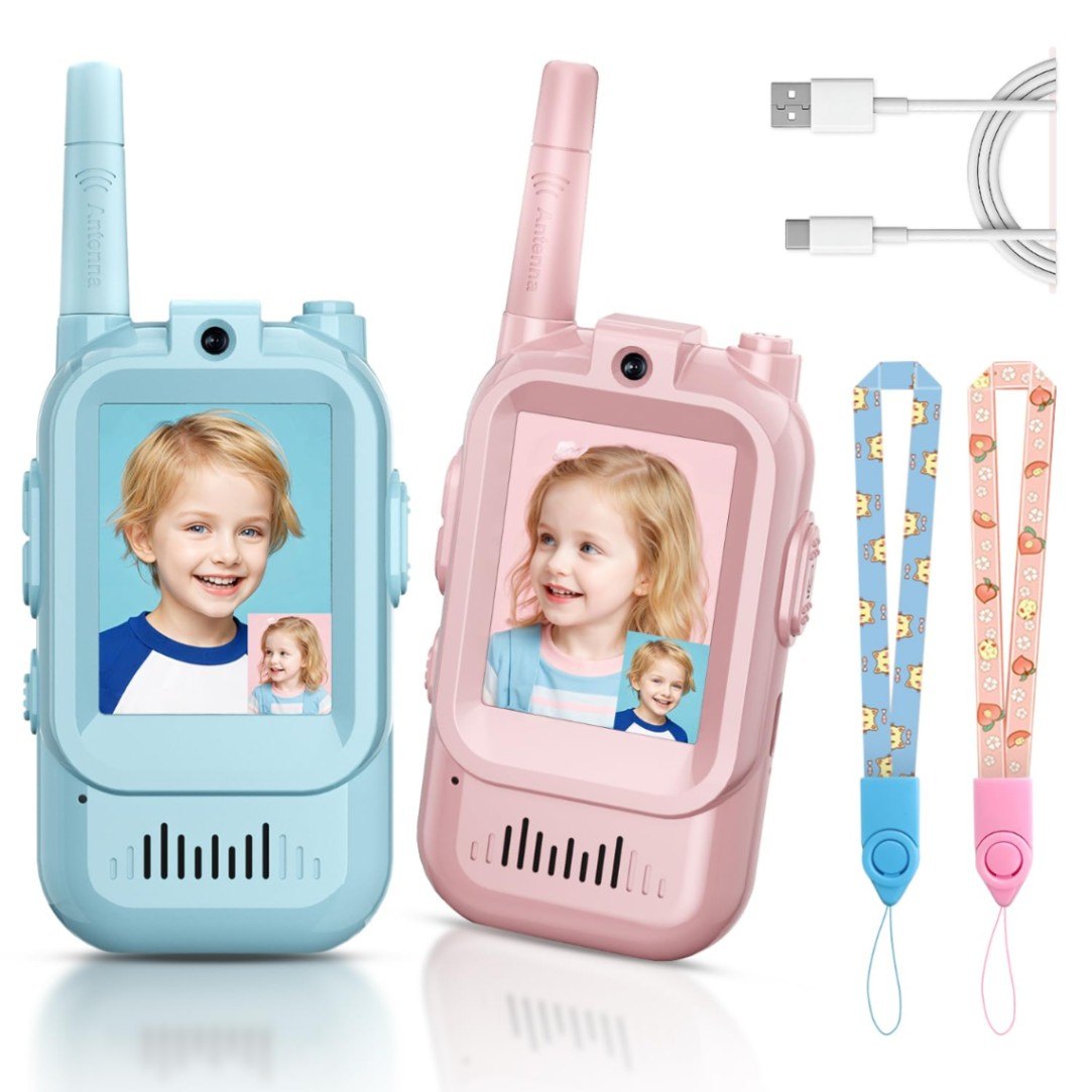 Kids Video Walkie Talkies (2 Pack) - Rechargeable Long Range Video Call Toy for Boys & Girls