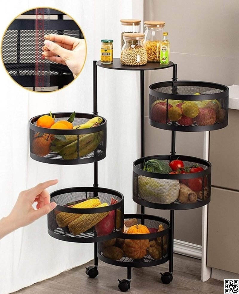 5 Layer Kitchen Storage Rack – Multi-Tier Rolling Storage Organizer thumbnail 4