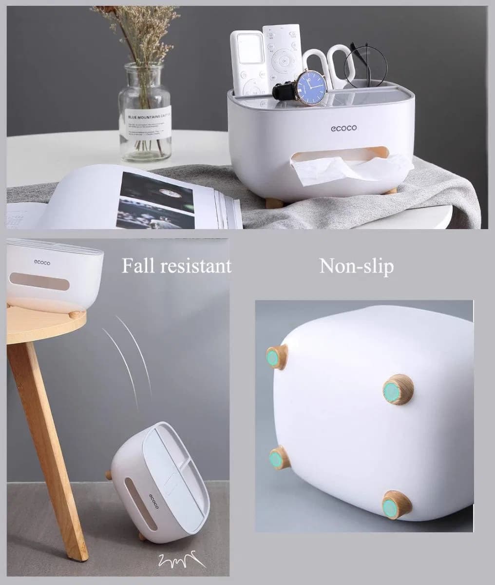 Ecoco Tissue Box, PVC Tissue Box, Multifunctional Box, Pen Holder, Remote Control, Tissue Holder, Storage Box, Cosmetic Tissue Box thumbnail 5