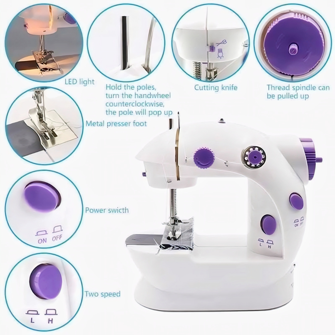 Mini Sewing Machine with Foot Pedal & Adapter, Selai Machine, মিনি সেলাই মেশিন thumbnail 4