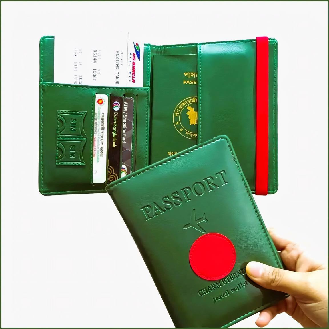 Passport Cover & Card Holder, Sonar Bangla Passport Cover & Card Holder For Men/ Women - Bangladeshi Flag Passport Cover