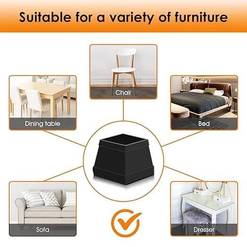 Silicone Chair Leg Square Caps 4Pcs/set thumbnail 7