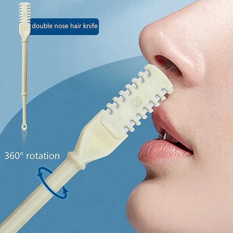2-in-1 Nasal Hair Cutter | 360 Rotating Nose Hair Trimmer & Manual Ear Picker | Portable Double-Sided Nose & Ear Hair Trimmer