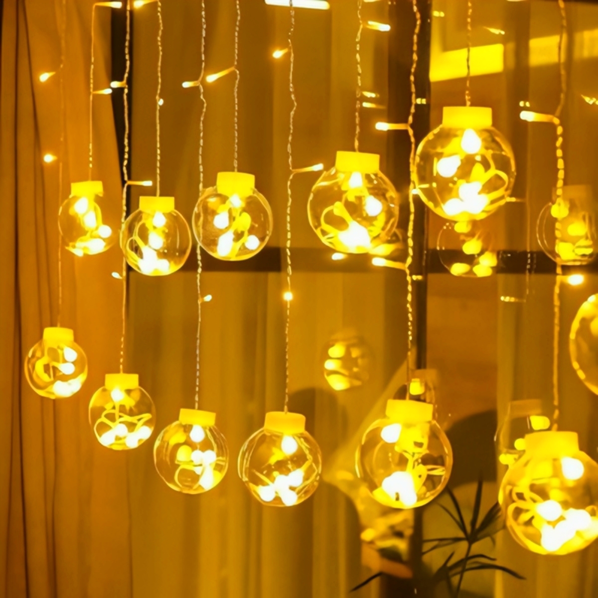 Wish Ball LED Curtain Fairy Light (12 Balls, 108 LEDs) | Warm White Decorative Curtain Light