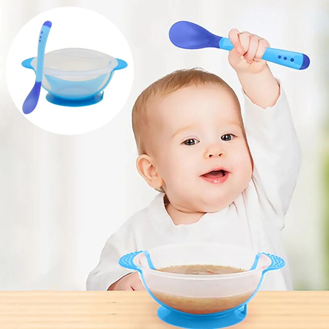 Baby Feeding Spoon and Bowl Set with Suction Base – Silicone Baby Feeding Bowl with Spoon thumbnail 2