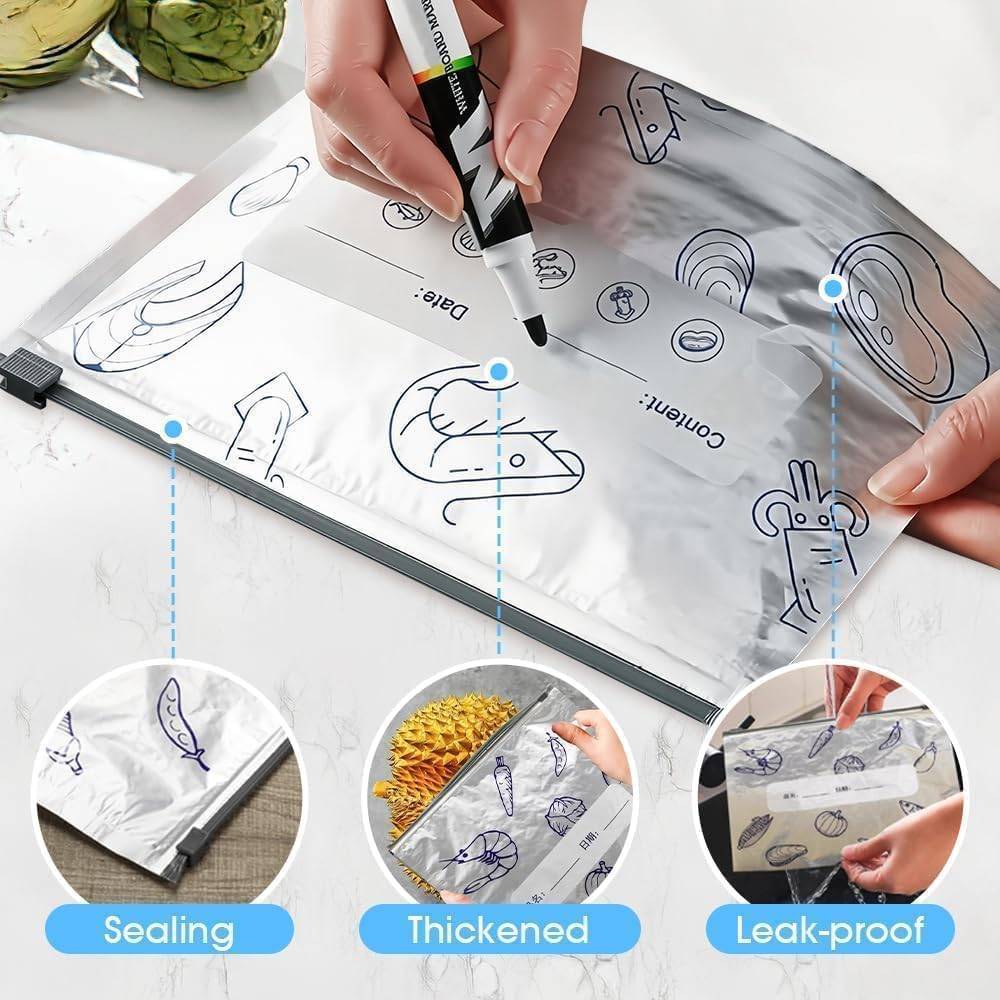 Aluminum Foil Zip Lock Bags for Food Storage (10 Pcs) - Leakproof & Reusable thumbnail 4
