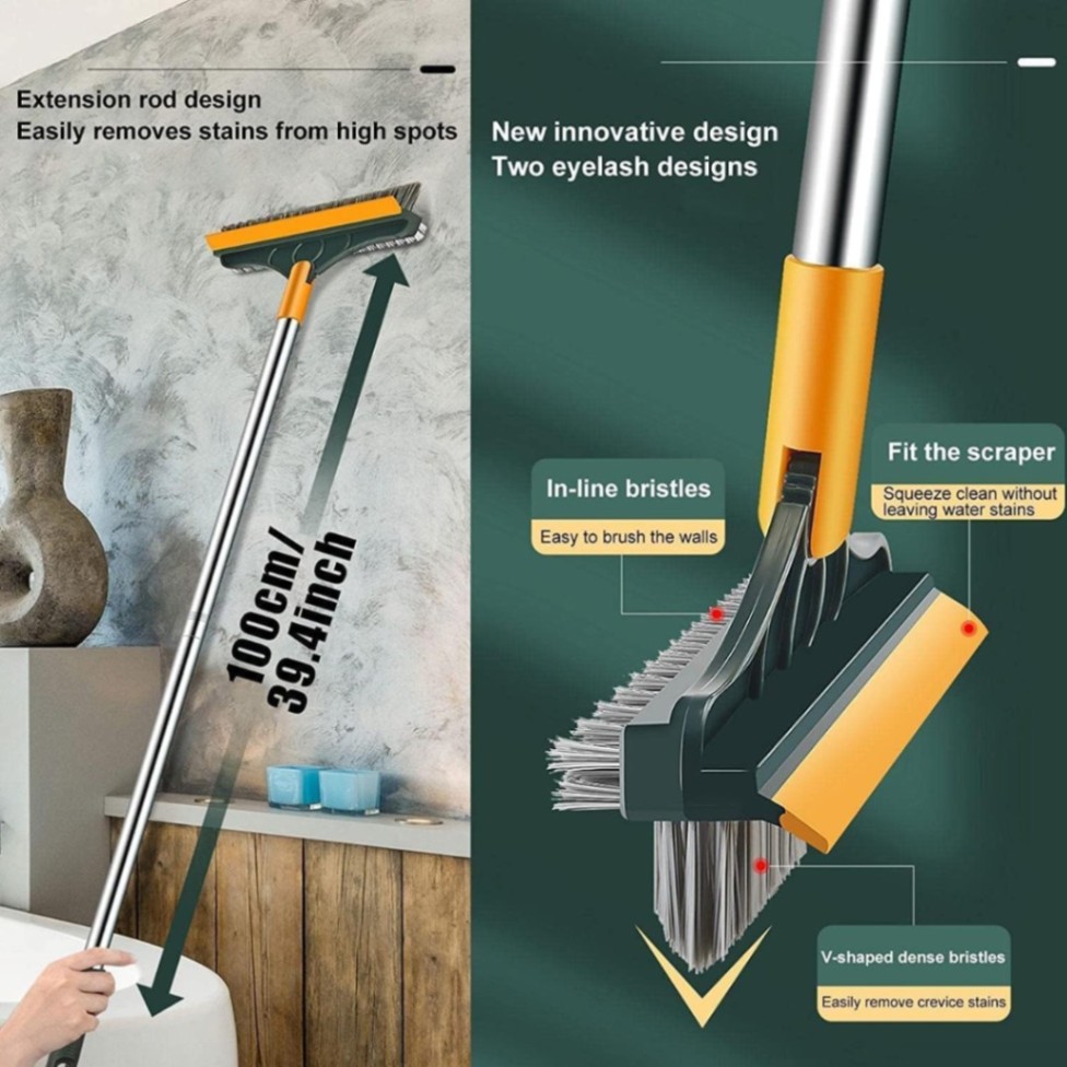 3 in 1 Cleaning Brush with Long Handle 180° Rotate Floor Brush Bathroom Tile Cleaning Brush thumbnail 2