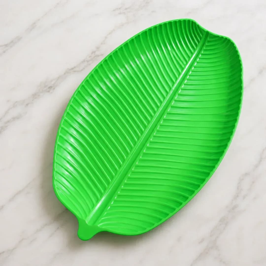 6pcs Combo Banana Leaf Dish Plate, Green banana Leaf Shape Food Serving Plates thumbnail 6