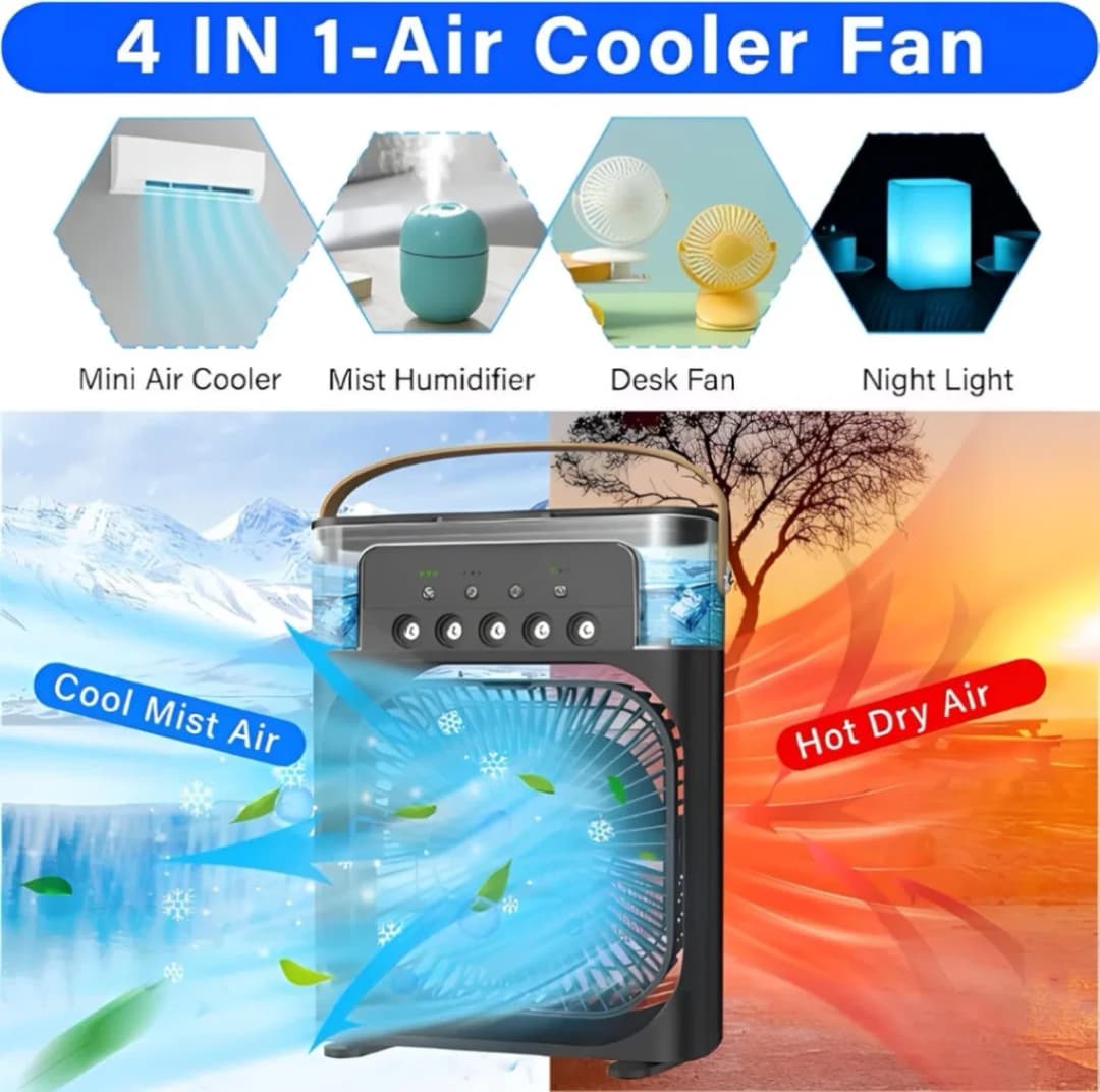 Portable Air Conditioner Fan, USB Portable Air Cooler Fan with LED Light - 3 Speed Misting Desktop Cooling Fan for Office or Home thumbnail 6