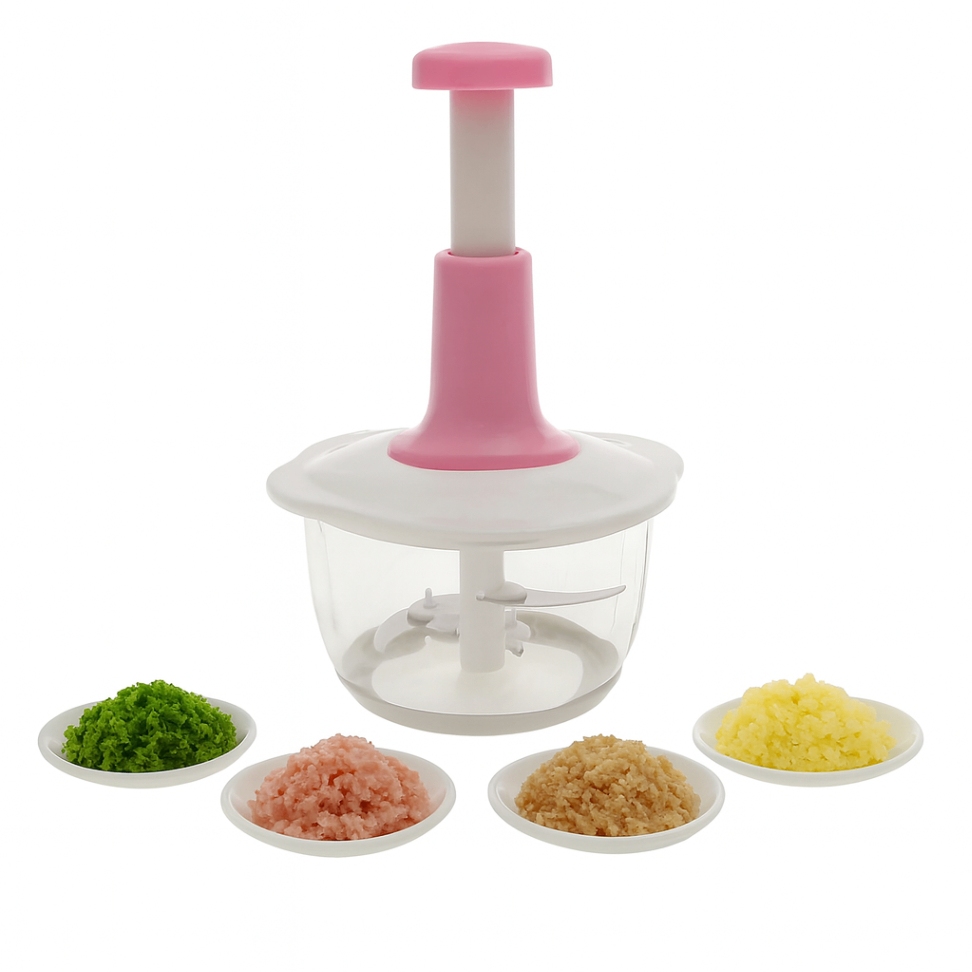 Manual Food Processor Push Type Chopper – 1.1L Capacity | Large Vegetable Cutter | Hand Press Food Chopper for Kitchen thumbnail 4