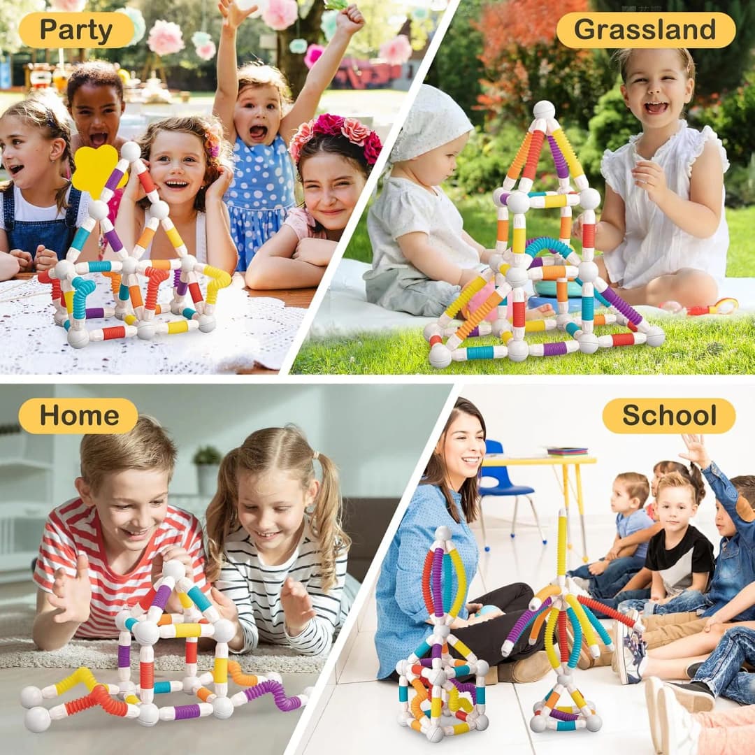 40Pcs Flexible Magnetic Tube Block Toys, Retractable Magnetic Sticks Building Toy Set-Flexible Magnetic Rods & Balls, Educational Building Blocks thumbnail 8