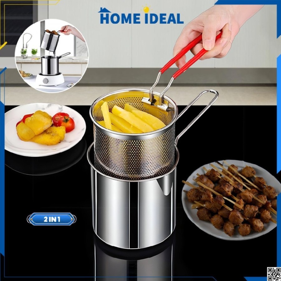 Stainless Steel Deep Fryer Pot | Small Fryer Pan with Strainer Basket thumbnail 5