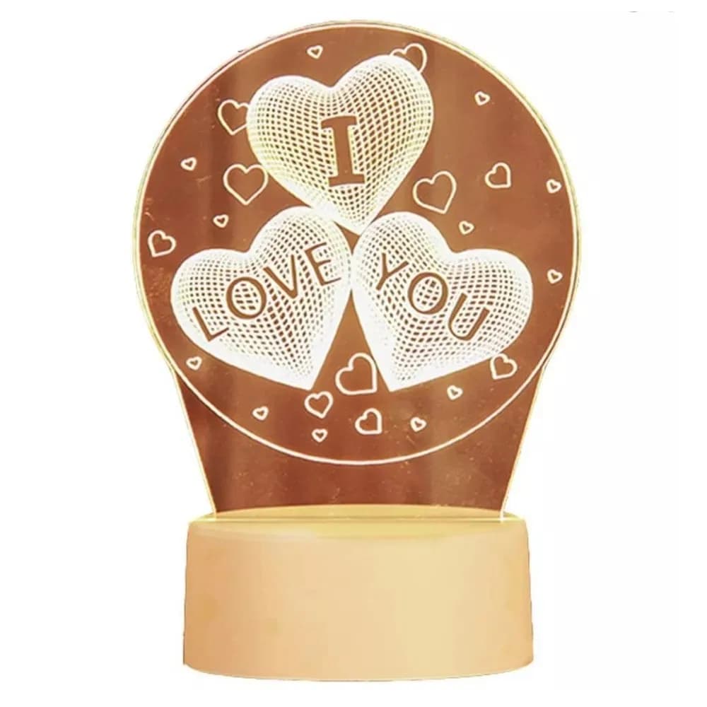 Romantic I Love You In Loving Heart 3D Visual Lamp Optical Illusion Night Light Valentine'S Day Gift Wedding Decor Desk Lamp - Table Lamp thumbnail 2