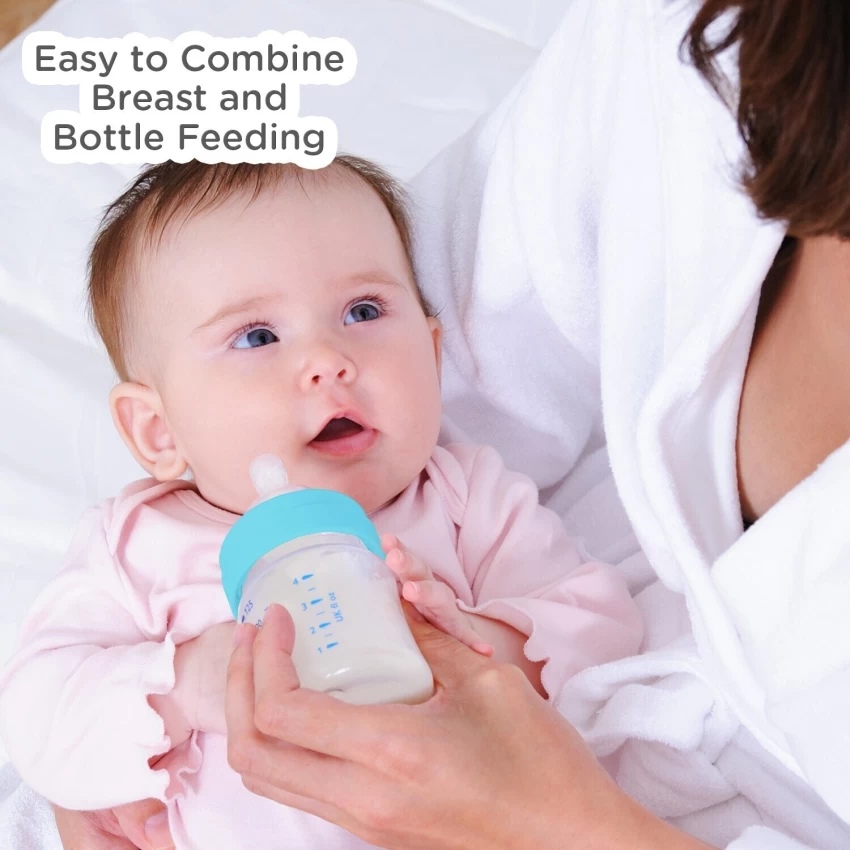 Apple Bear Baby Feeding Bottle 120ml Glass Baby Feeder Mum Pot with Silicone Teether thumbnail 4