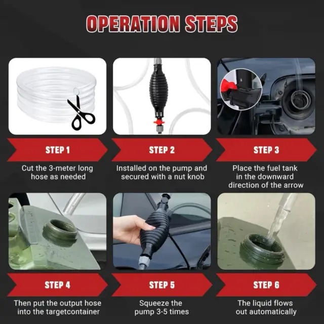 Fuel & Liquid Transfer Siphon Pump – Manual Hand Pump Kit with PVC Hose for Petrol, Diesel & Water thumbnail 3