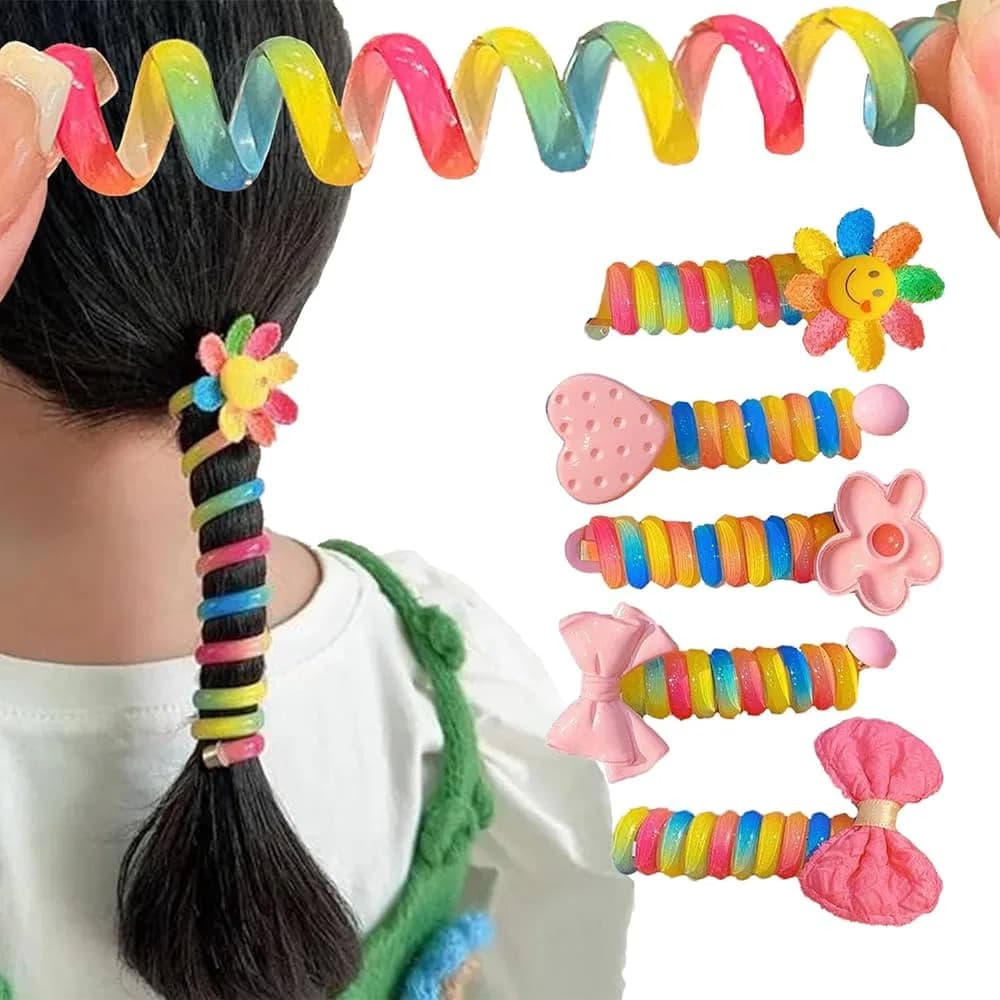 2 Pcs Rainbow Hair Band for Kids – Soft Silicone Baby Girls Hair Band, Reusable Colorful Hair Ties for Toddlers
