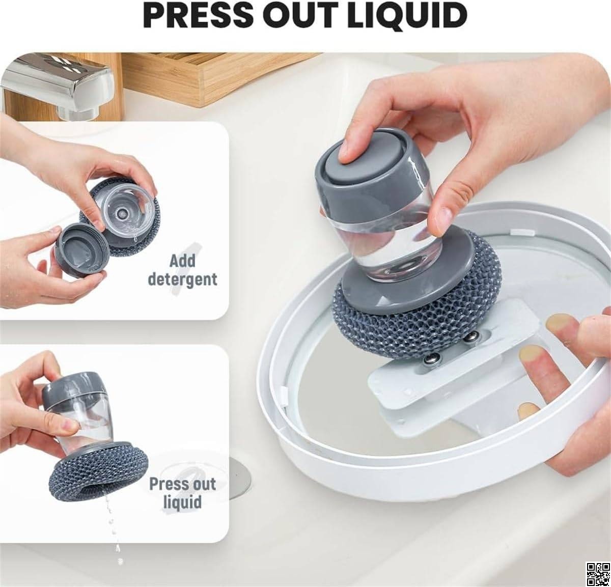 2 in 1 Soap Dispensing Palm Dish Cleaning Brush thumbnail 4