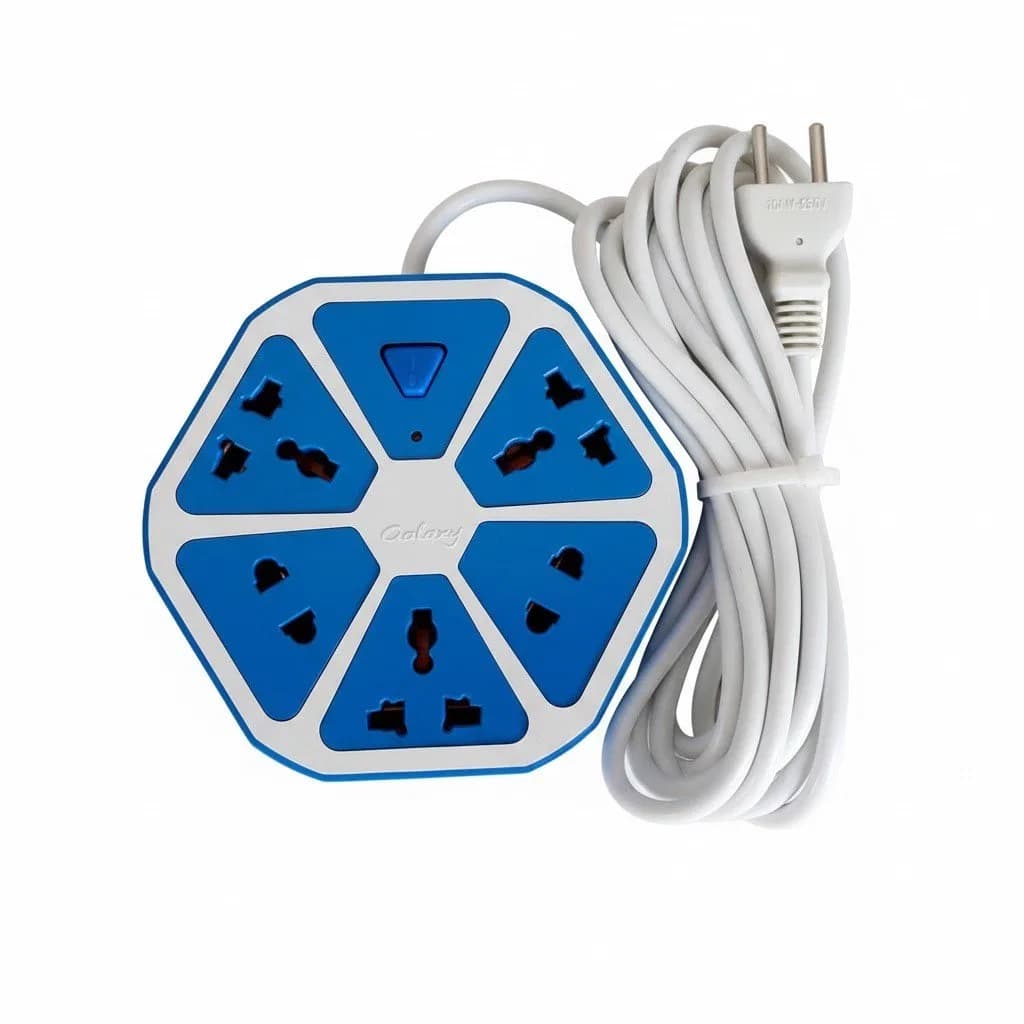 GALAXY Multi Power Plug Extension - 5 port Power Socket Multi Plug, Hexagon Socket Power