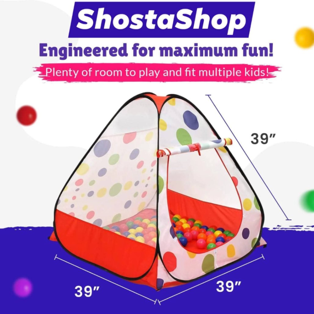 Ball Pit Tent Play House for Kids – 50 Colorful Balls, Indoor & Outdoor Play Tent, Kids Magic Game thumbnail 5