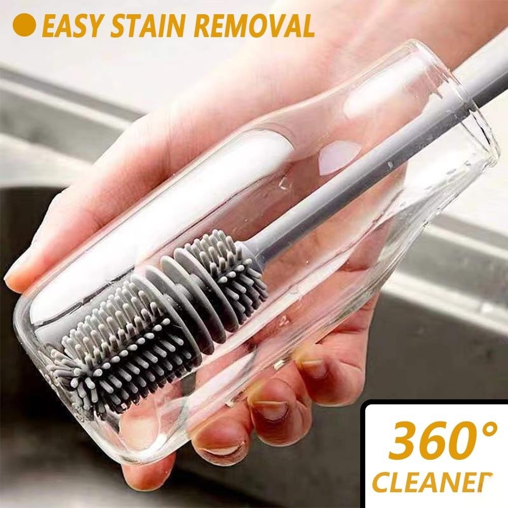 Silicone Bottle Cleaning Brush – Baby Bottle Washer with Handle