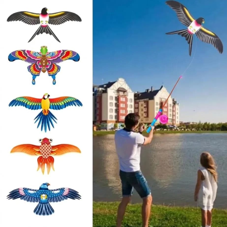 Mini Bird Kite with Fishing Rod, Cartoon Eagle Kite Toys With Fishing Rod thumbnail 5