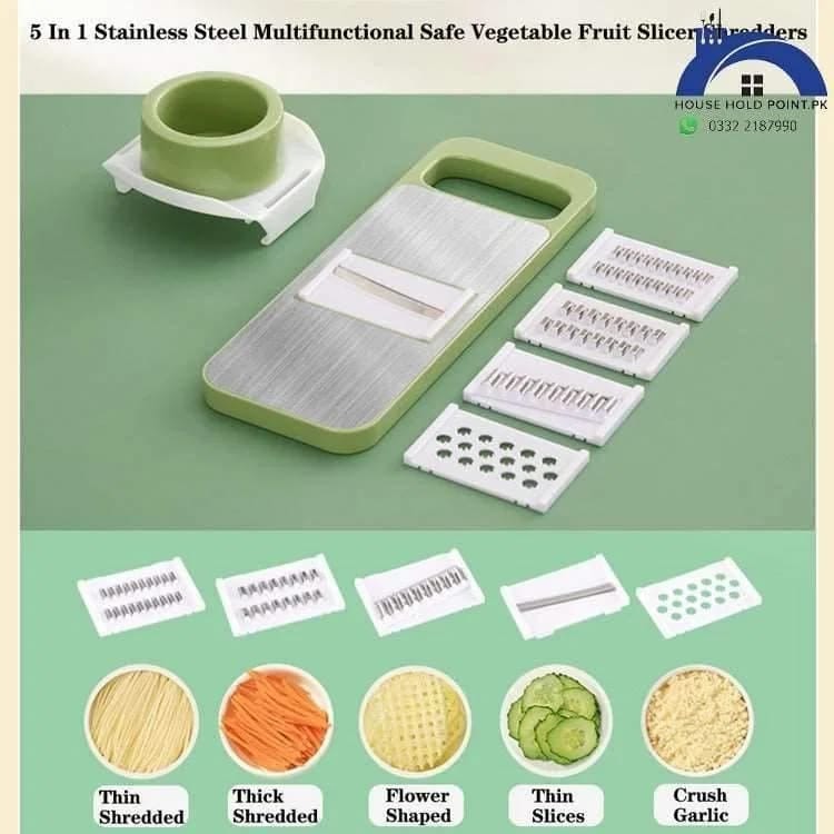 5-in-1 Multifunctional Vegetable Cutter & Slicer with Stainless Steel Blades thumbnail 3