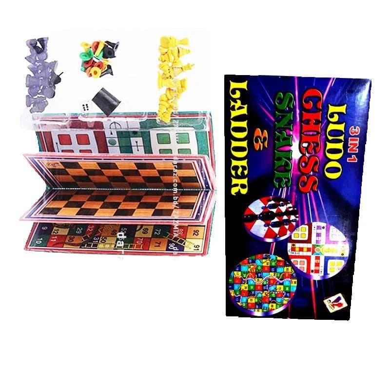 3-in-1 Ludo, Chess & Snakes and Ladders Game Set thumbnail 2