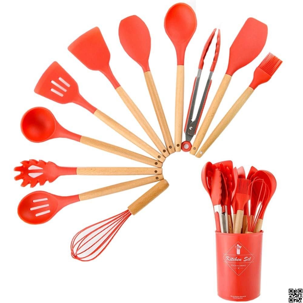 12 Pcs Silicone Kitchen Spoon Set – Cooking & Baking Utensils thumbnail 4