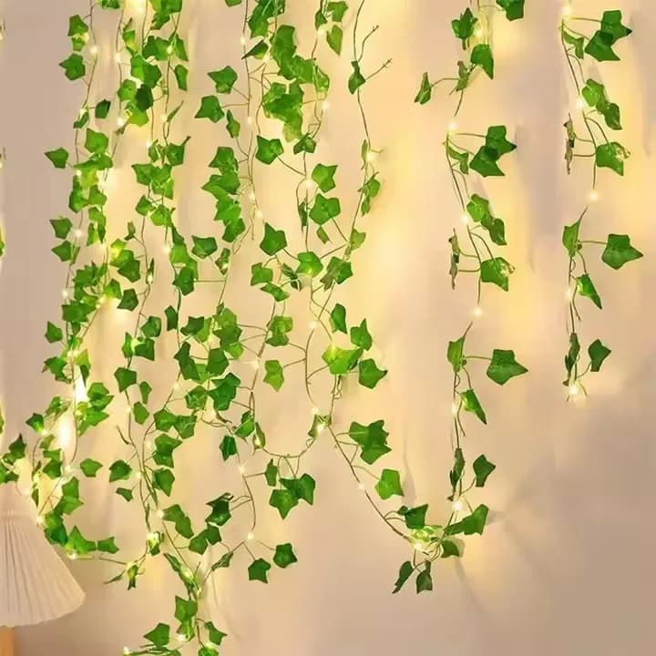 Century Leaf Curtain Light with Remote Control - 10x9 Feet 8 Modes Greenery Garland Fairy Light thumbnail 7