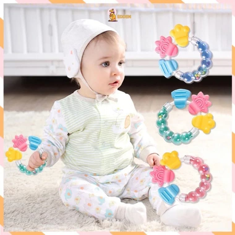 1PC Baby Silicone Teether Rattle Toy – BPA-Free Sensory Grasping Toy thumbnail 6
