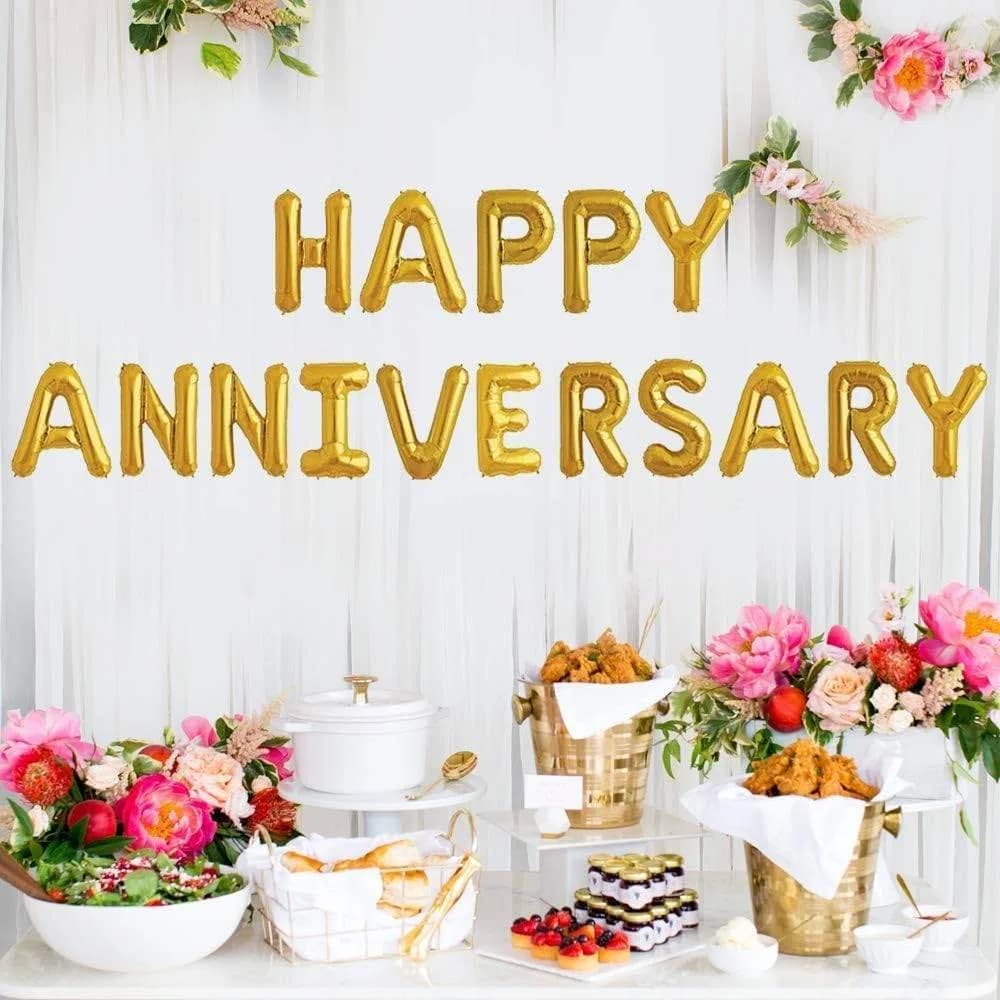 Happy Anniversary Foil Balloon - Golden